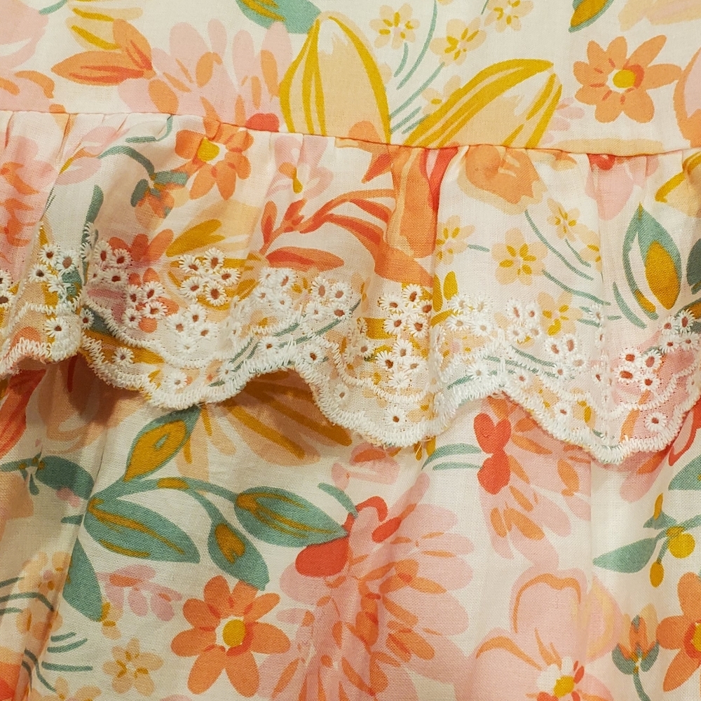 Haute Hippie Orange/Pink  and Cream  Floral Maxi Dress, Size 6. - Picture 14 of 16
